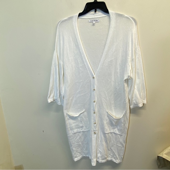 Elizabeth & James White Button-Front Cardigan Duster Size L - Picture 3 of 13